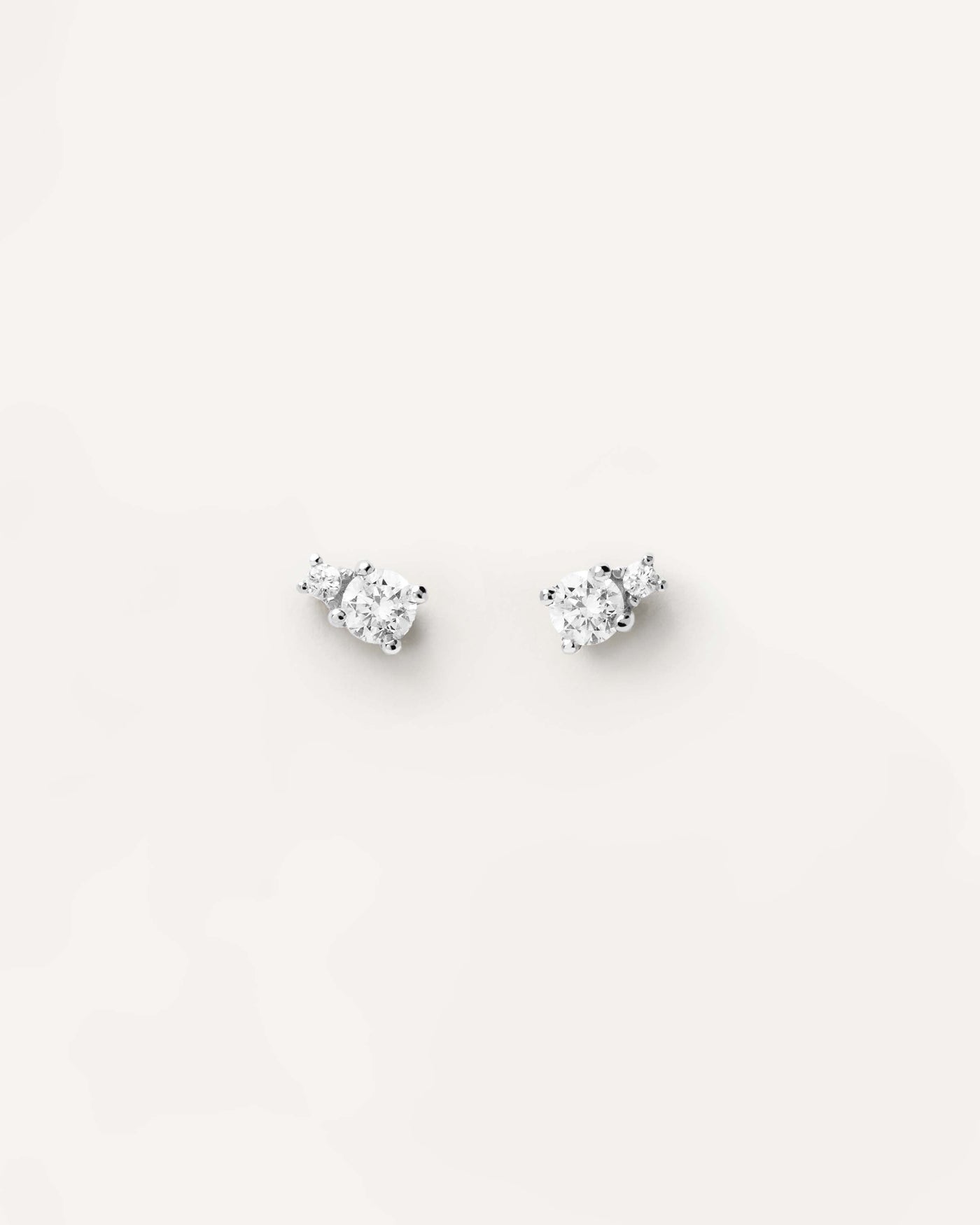 Solid white gold studs with two different sizes lab-grown diamonds of 0.23 carats