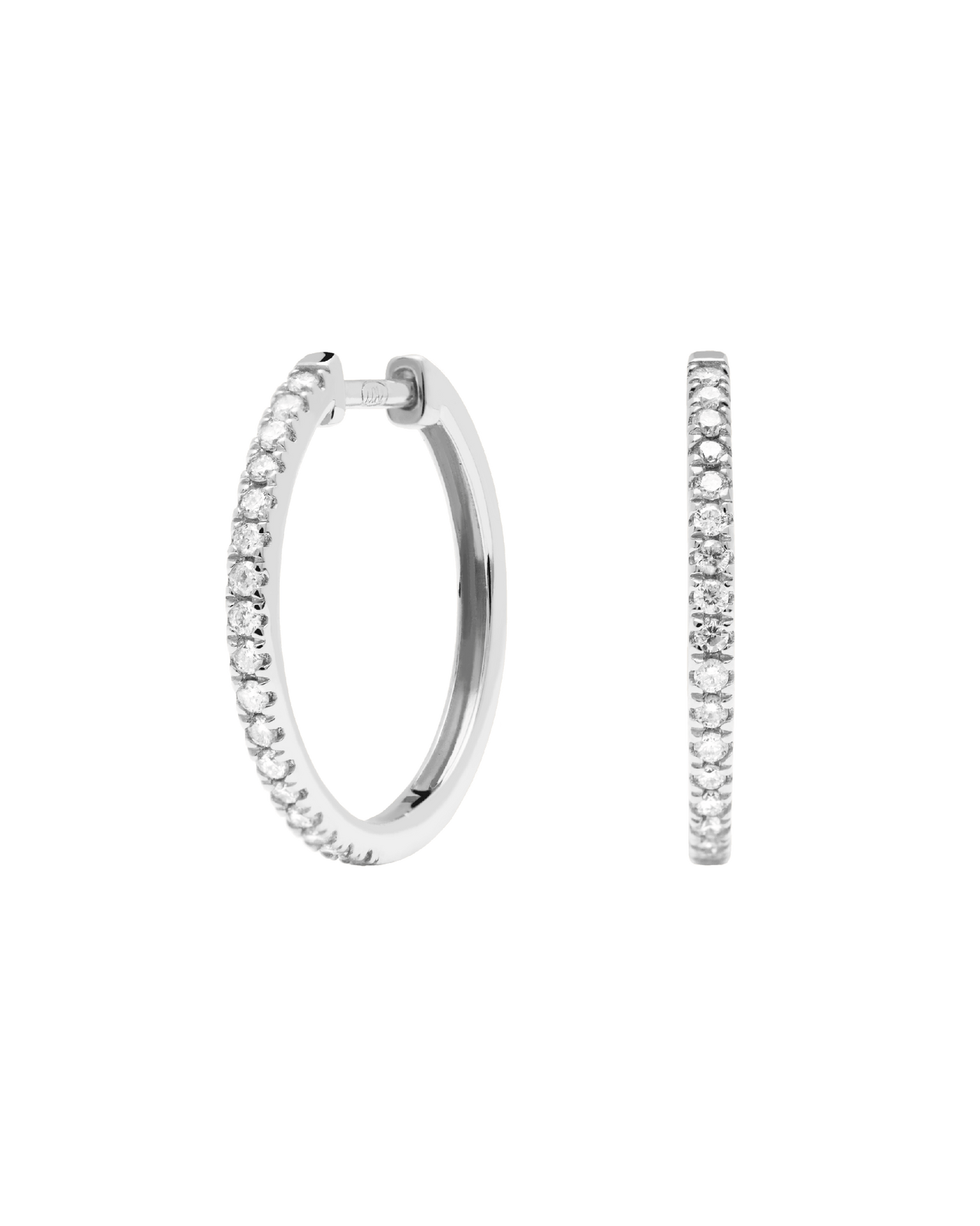 Diamonds and White Gold Eternity Medium Hoops - 
  
    18K White gold / Rhodium silver plating
  
