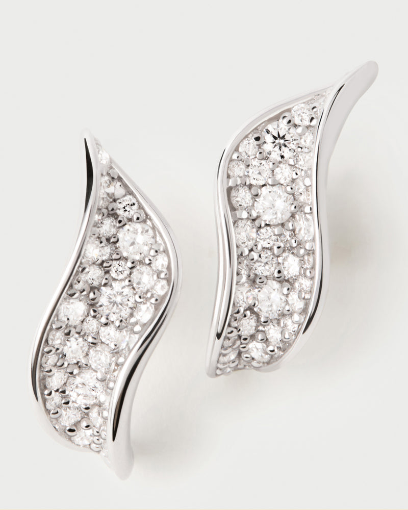 Boucles d'oreilles en or blanc et diamants Violet - 
  
    Or blanc 18 carats / Placage Argent Rhodié
  

