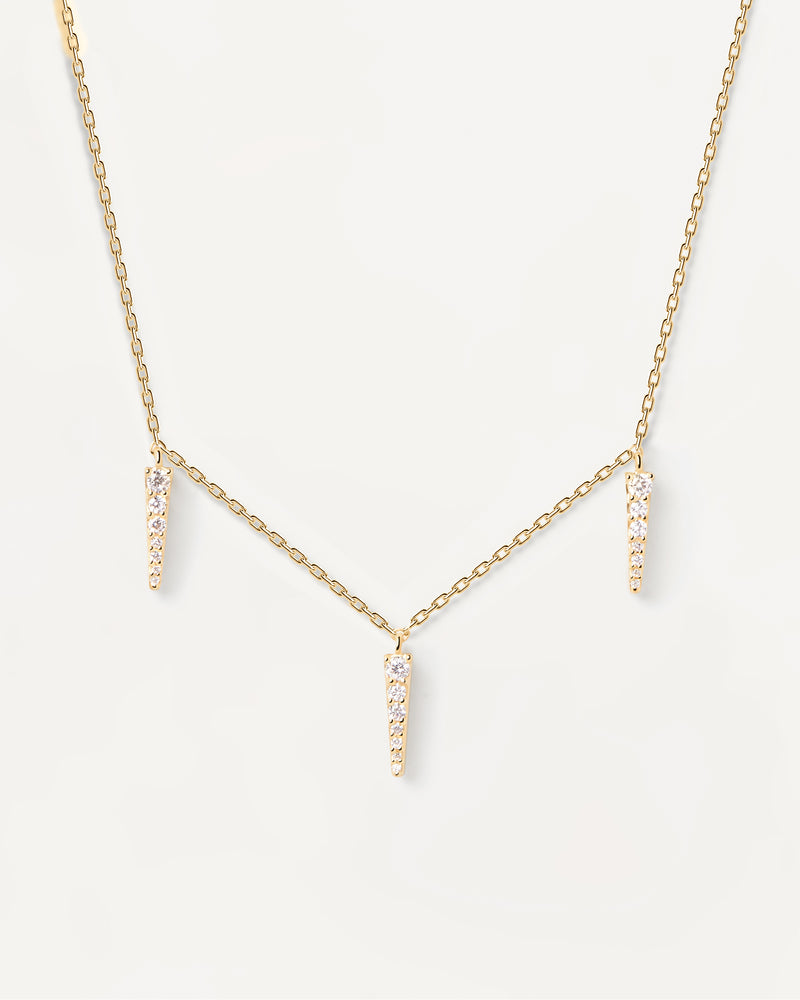 Gold-plated silver necklace with three pointy pendants of Gold-plated silver necklace with three pointy pendants of