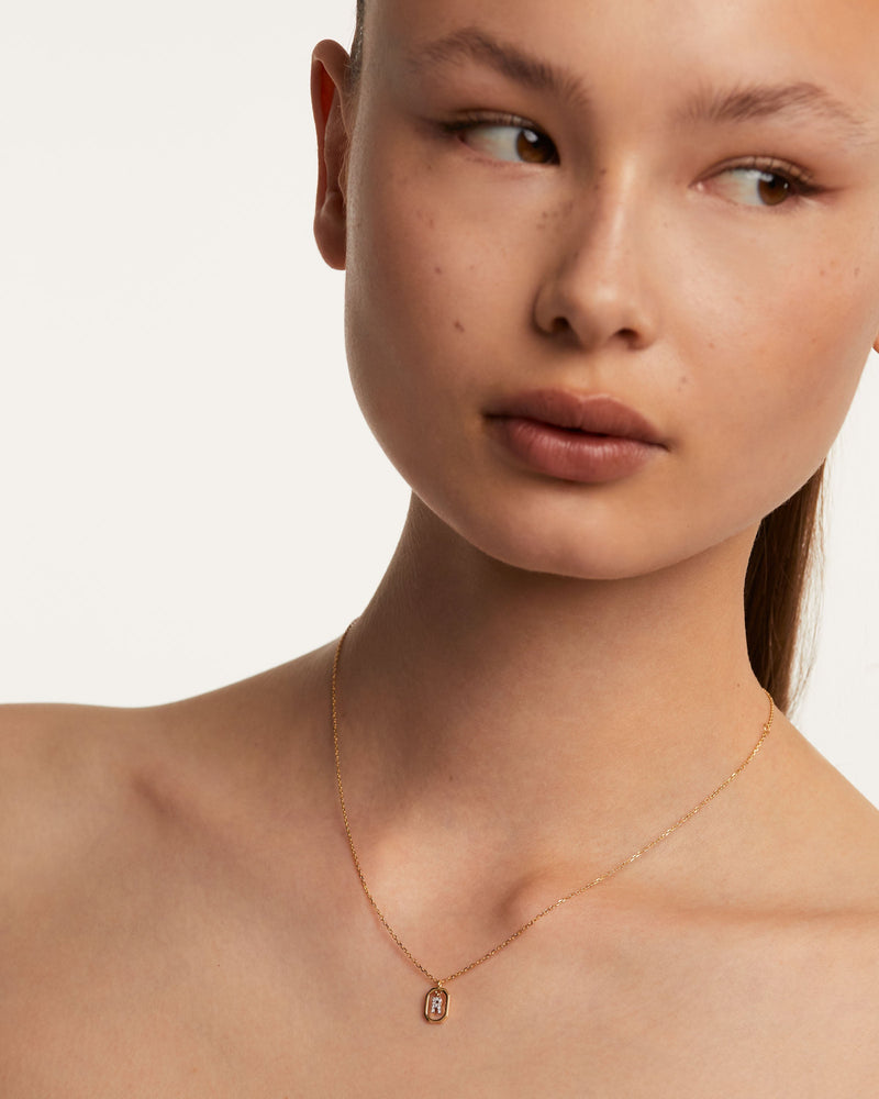 Collana Con Lettera R Mini - 
  
    Argento sterling / Placcatura in Oro 18K
  
