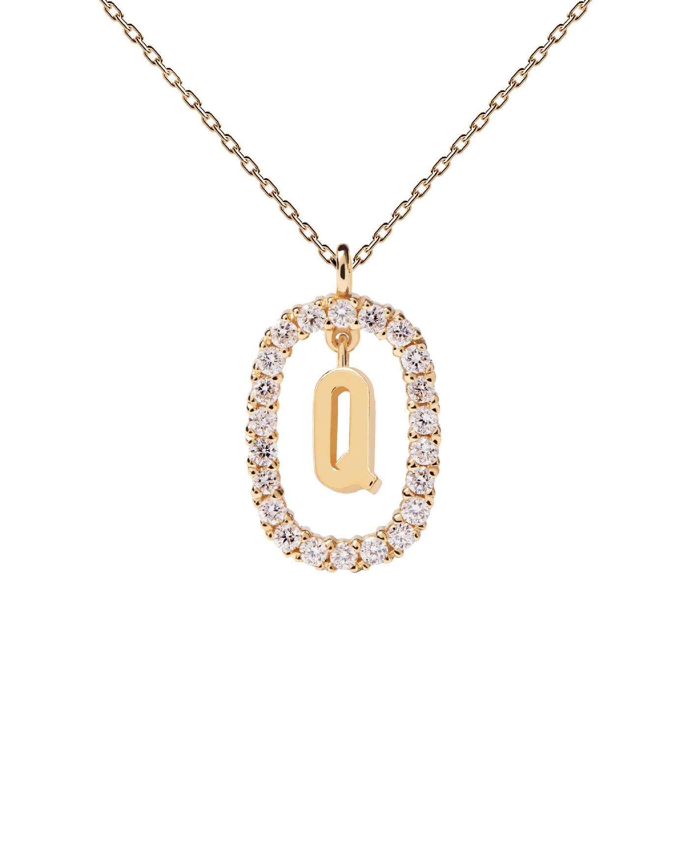 Diamonds and Gold Letter Q Necklace - 
  
    18K Gold
  
