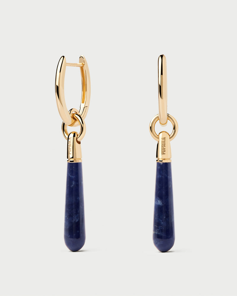 Orecchino a cerchio singolo sodalite large Jupiter - 
  
    Argento sterling / Placcatura in Oro 18K
  
