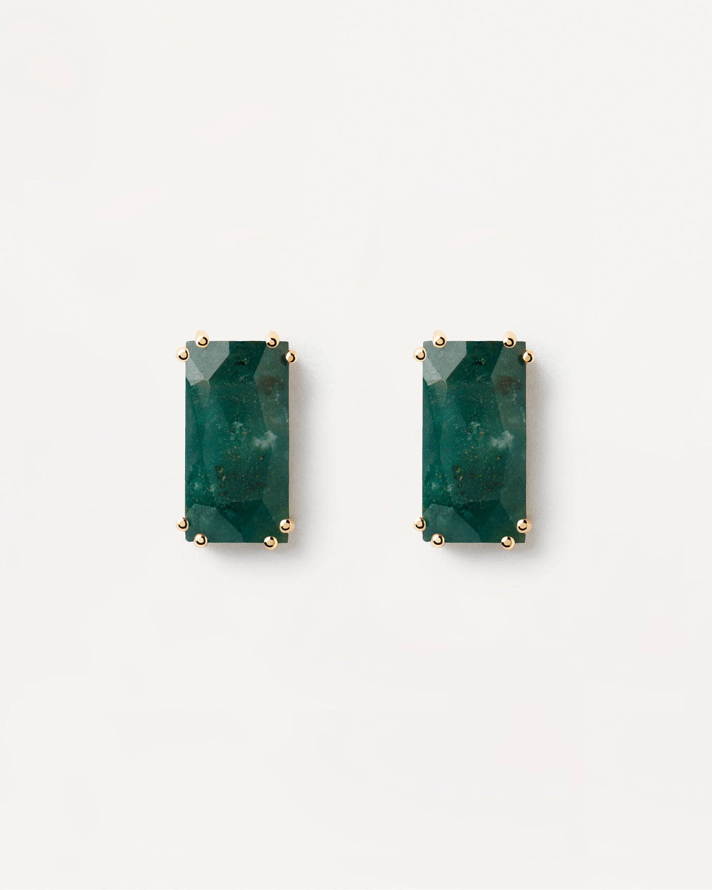 Maiko Moss Agate Single Earring - 
  
    Sterling Silver / 18K Gold plating
  
