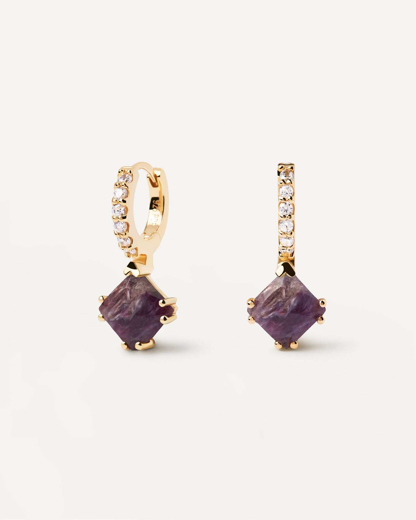 Fuji Charoite Single Earring - 
  
    Sterling Silver / 18K Gold plating
  
