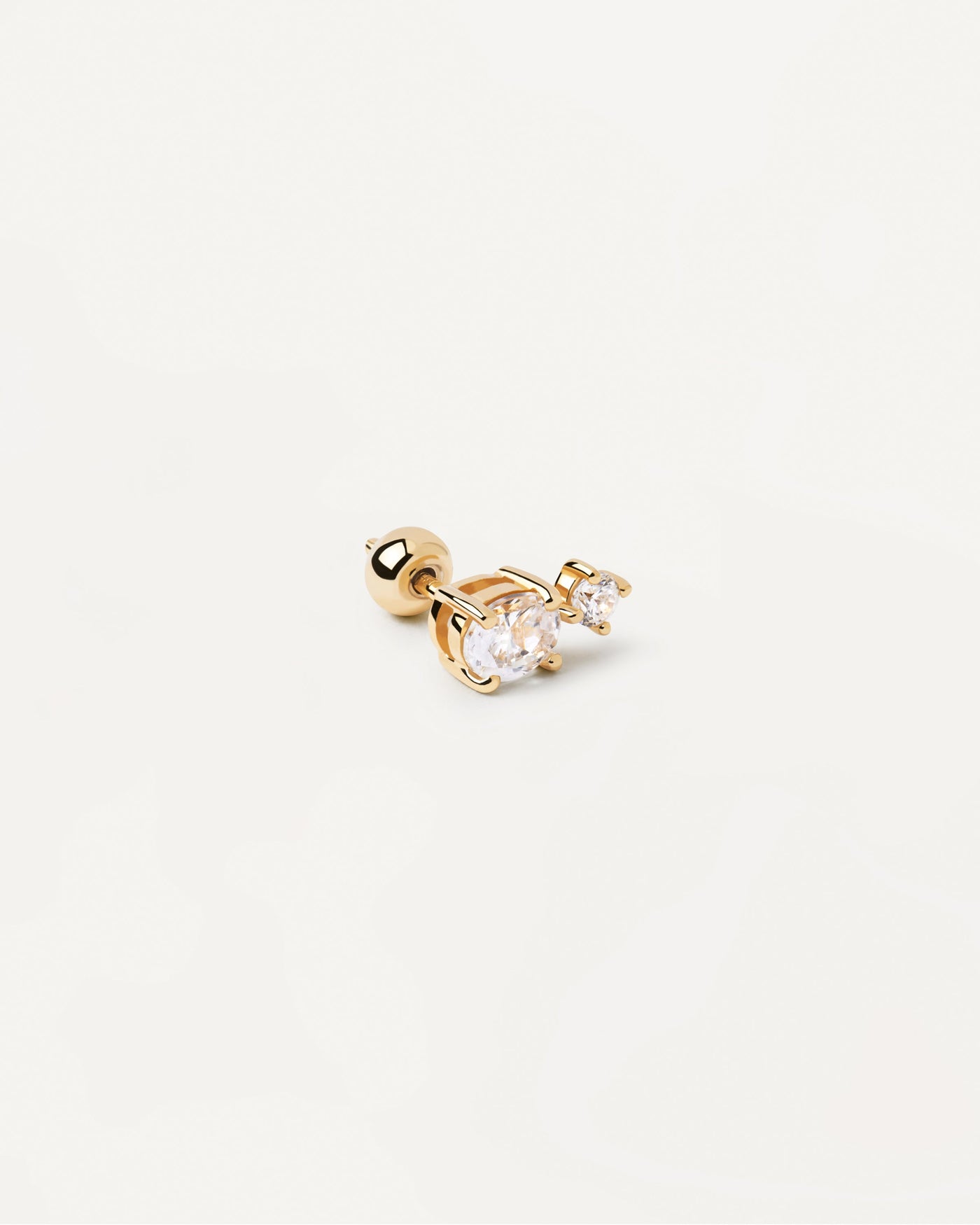 2023 Selection | Nikita Single Earring. 2 white zirconia ear piercing in gold-plated silver. Get the latest arrival from PDPAOLA. Place your order safely and get this Best Seller. Free Shipping.