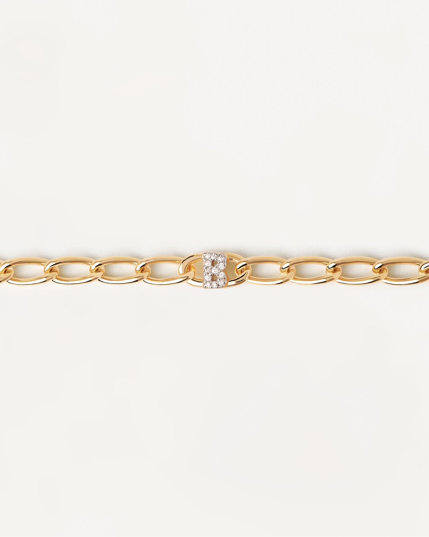 Pulsera Cadena Letra B - 
  
    Plata de Ley / Baño de Oro 18K
  
