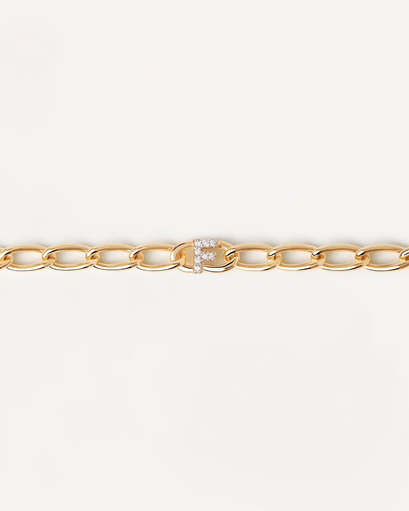 Bracelet Chaîne Lettre F - 
  
    Argent massif / Placage Or 18 Ct
  
