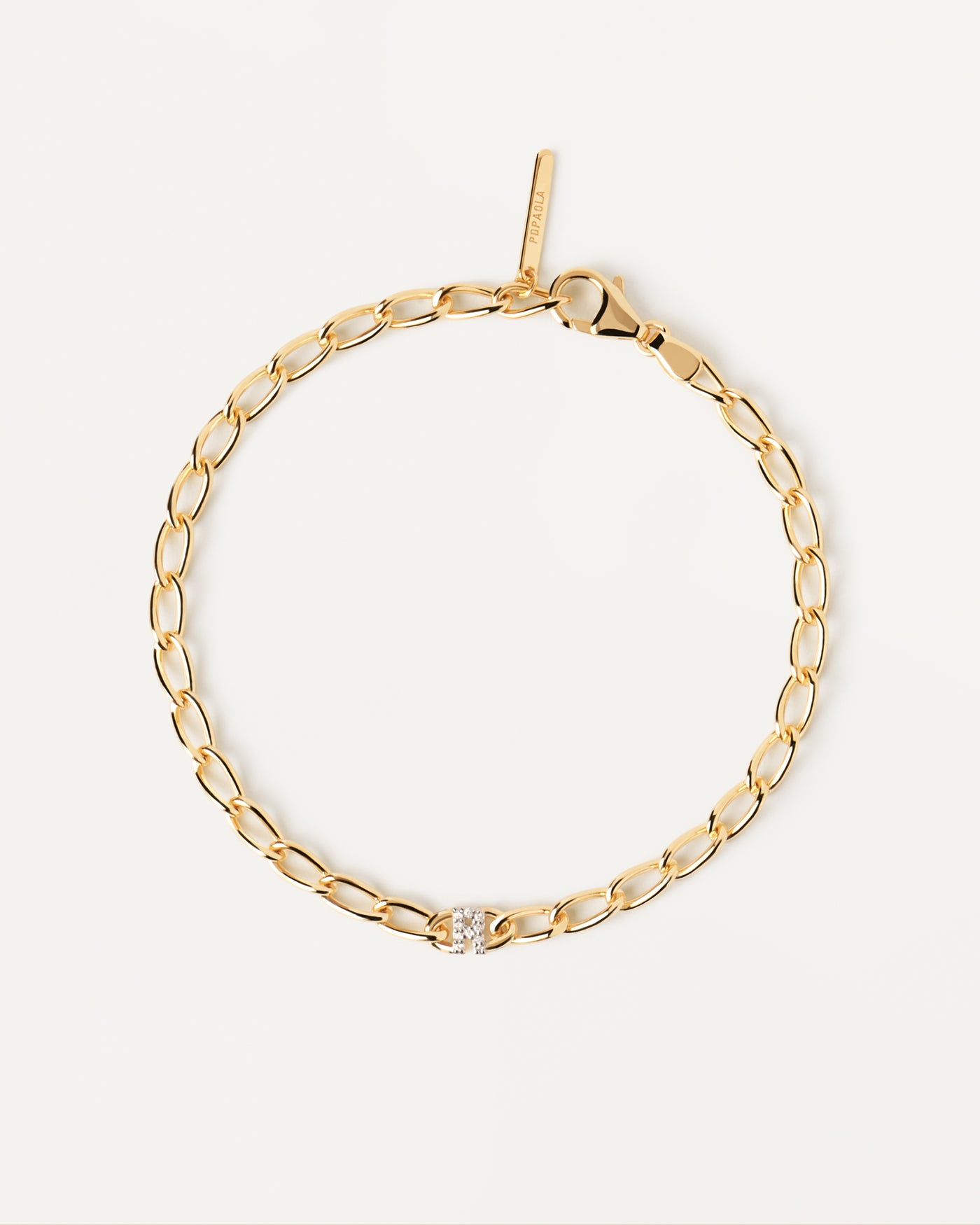 Pulsera Cadena Letra - 
  
    Plata de Ley / Baño de Oro 18K
  
