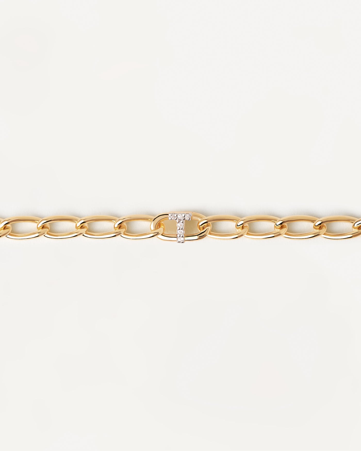 Buchstabe T Gliederarmband - 
  
    Sterling Silber / 18K Goldplattierung
  
