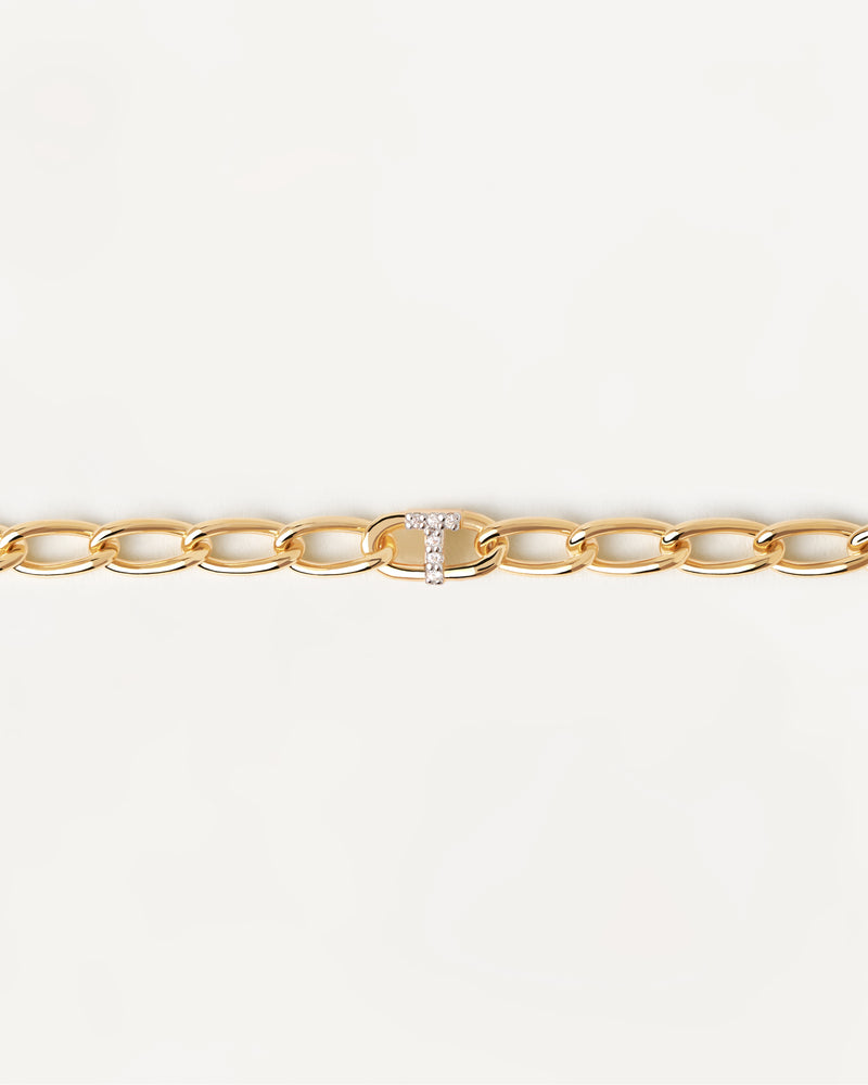 Letter T Chain Bracelet - 
  
    Sterling Silver / 18K Gold plating
  
