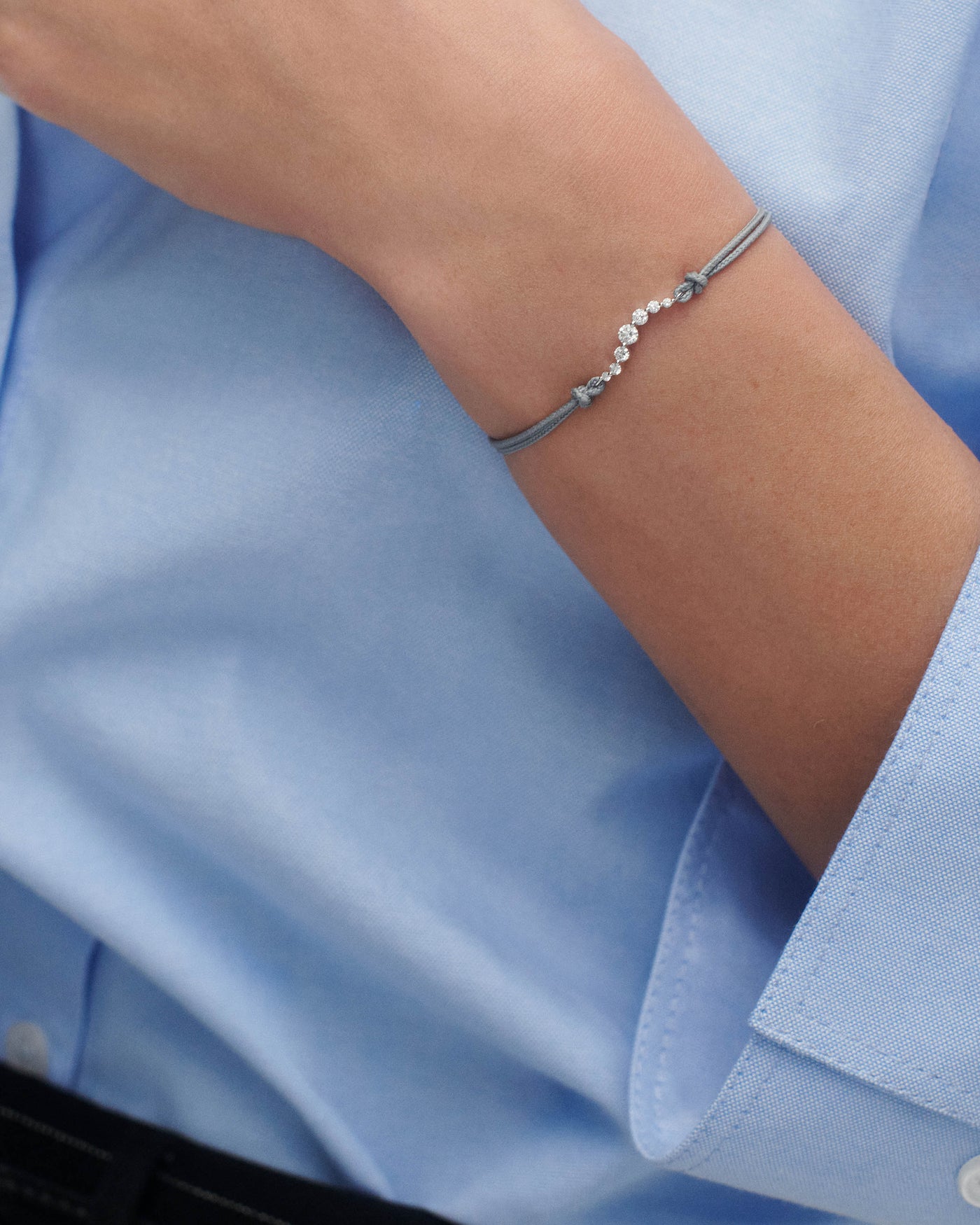 Venus armband aus diamanten mit kordel - 
  
    18 kt Weissgold / Silber-Rhodinierung
  
