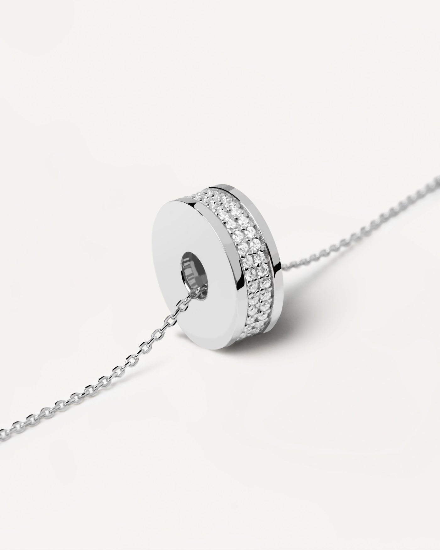 Sterling silver necklace with disc pendant