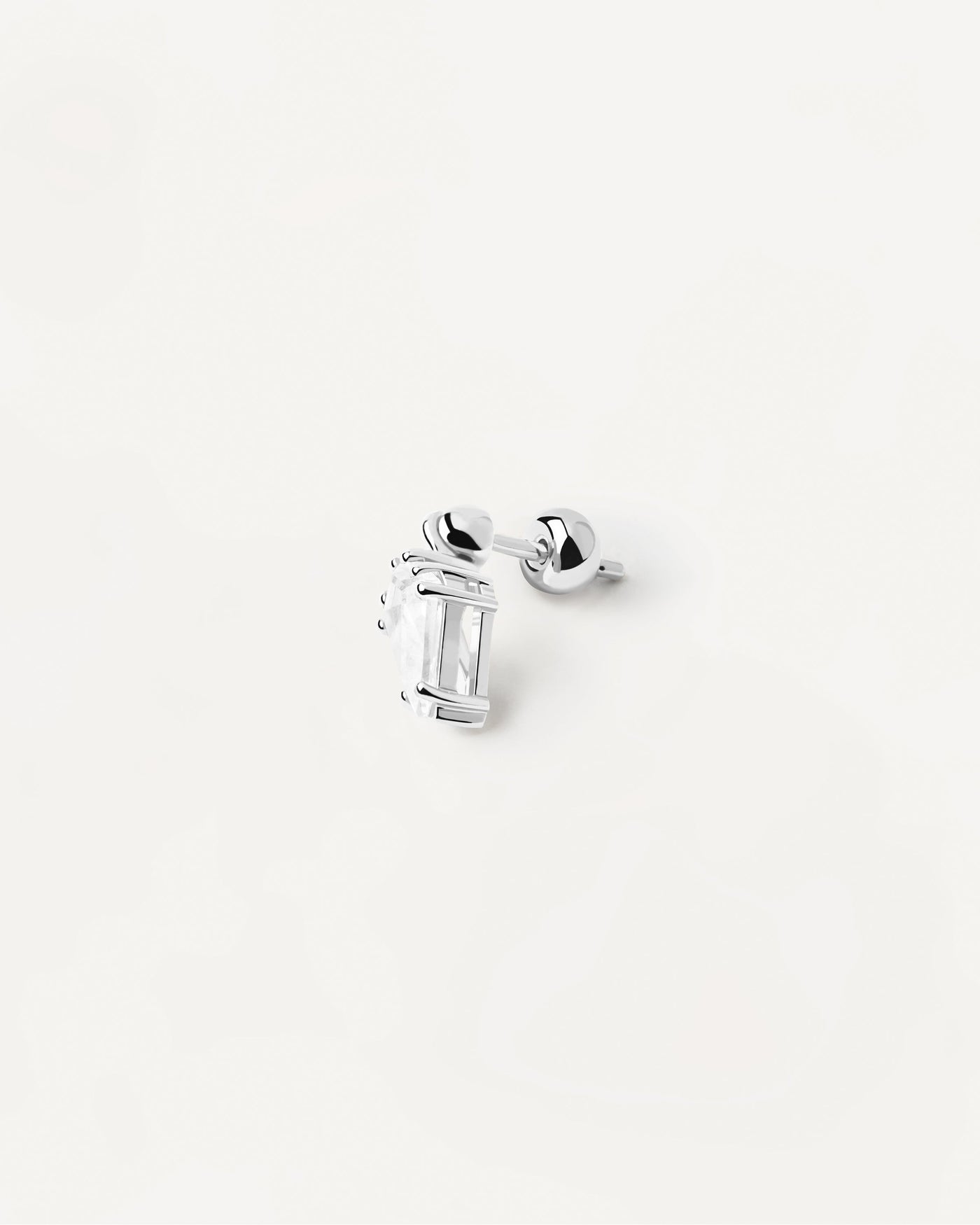 2023 Selection | Lua Single Silver Earring. Sterling silver ear piercing with drop pendant in white zirconia. Get the latest arrival from PDPAOLA. Place your order safely and get this Best Seller. Free Shipping.
