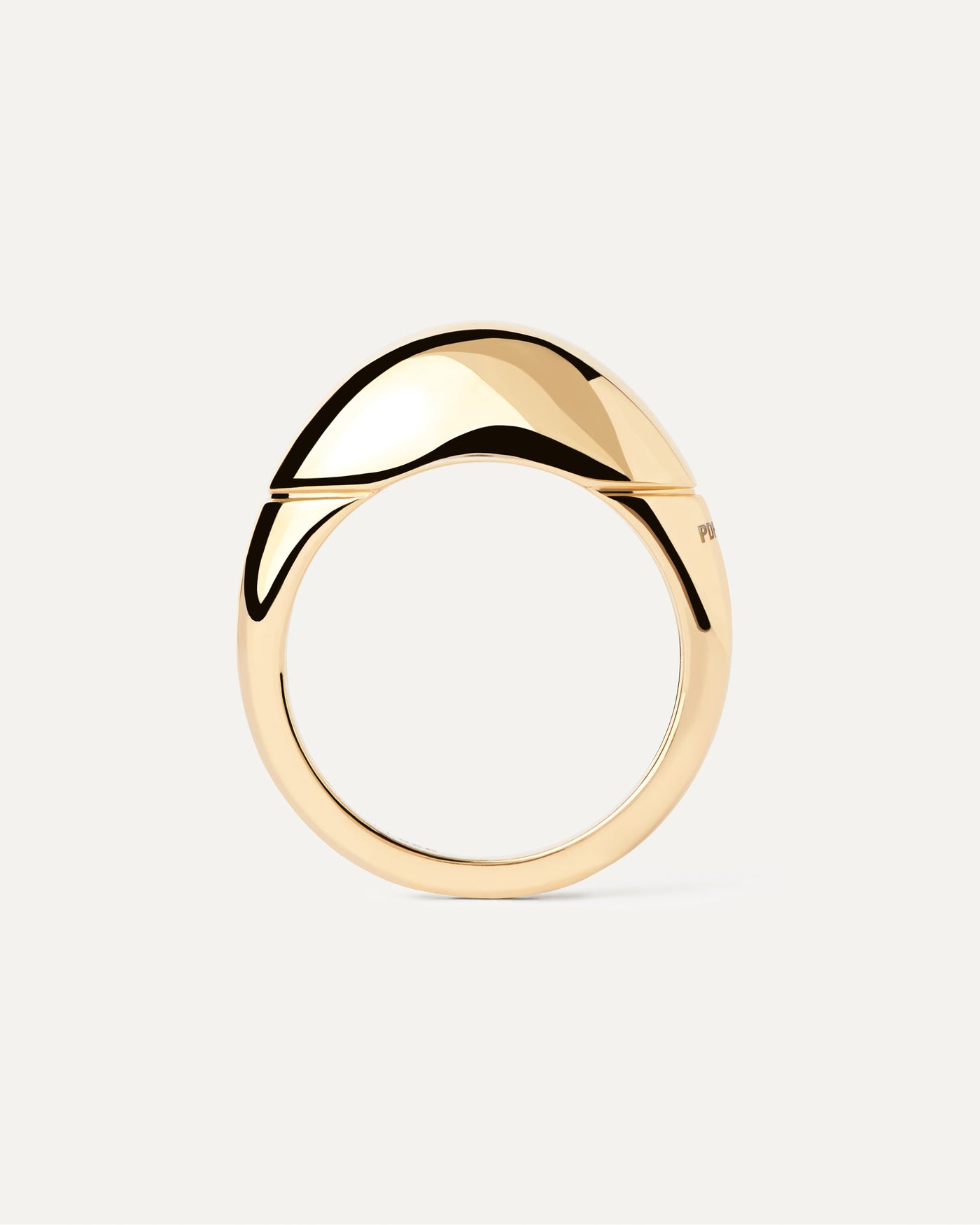 Bague dome en argent plaque or avec une large bande epaisse Bague Bamboo PDPAOLA