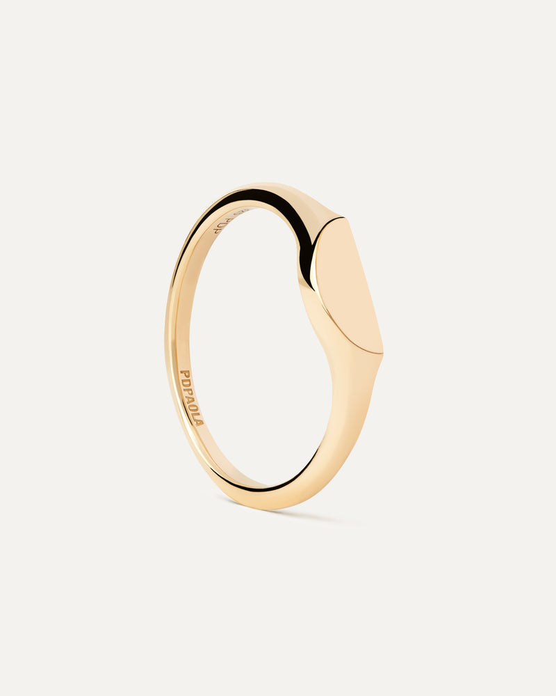 Anello sigillo Half Circle mini - 
  
    Argento sterling / Placcatura in Oro 18K
  
