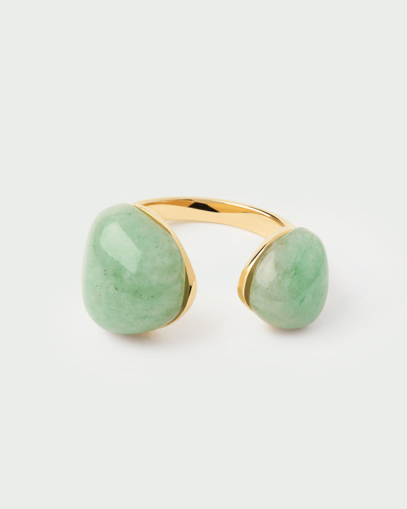 Grüner Aventurin Gravity ring - 
  
    Sterling Silber / 18K Goldplattierung
  
