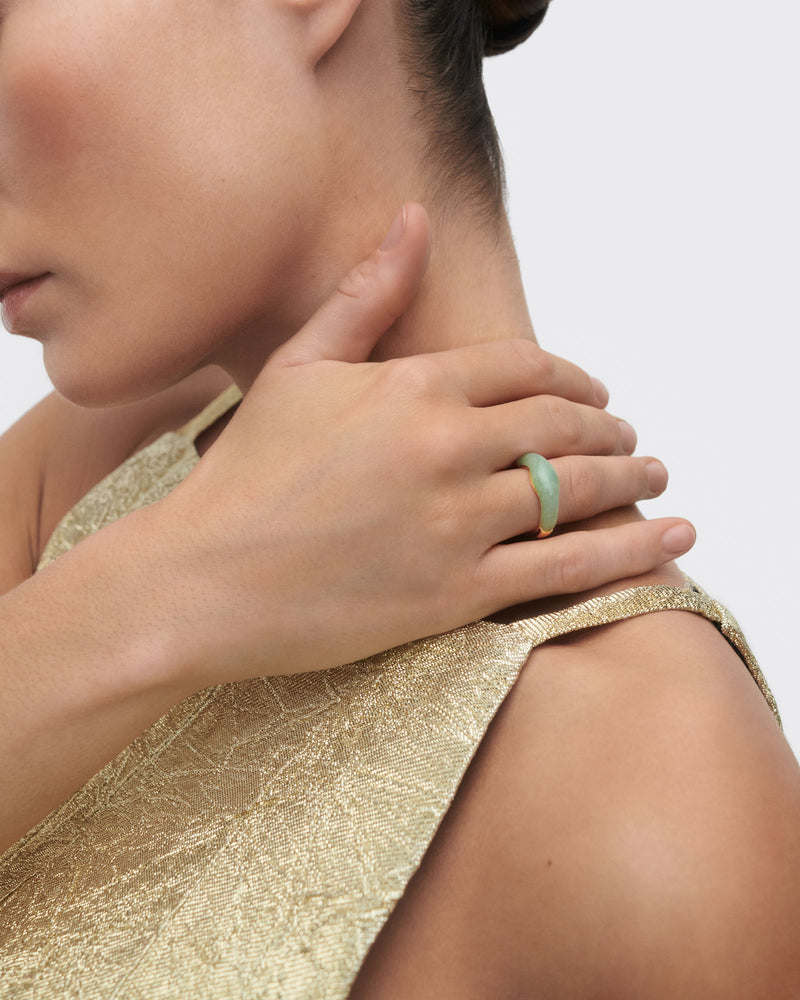 Anillo Aventurina verde Nami - 
  
    Plata de Ley / Baño de Oro 18K
  
