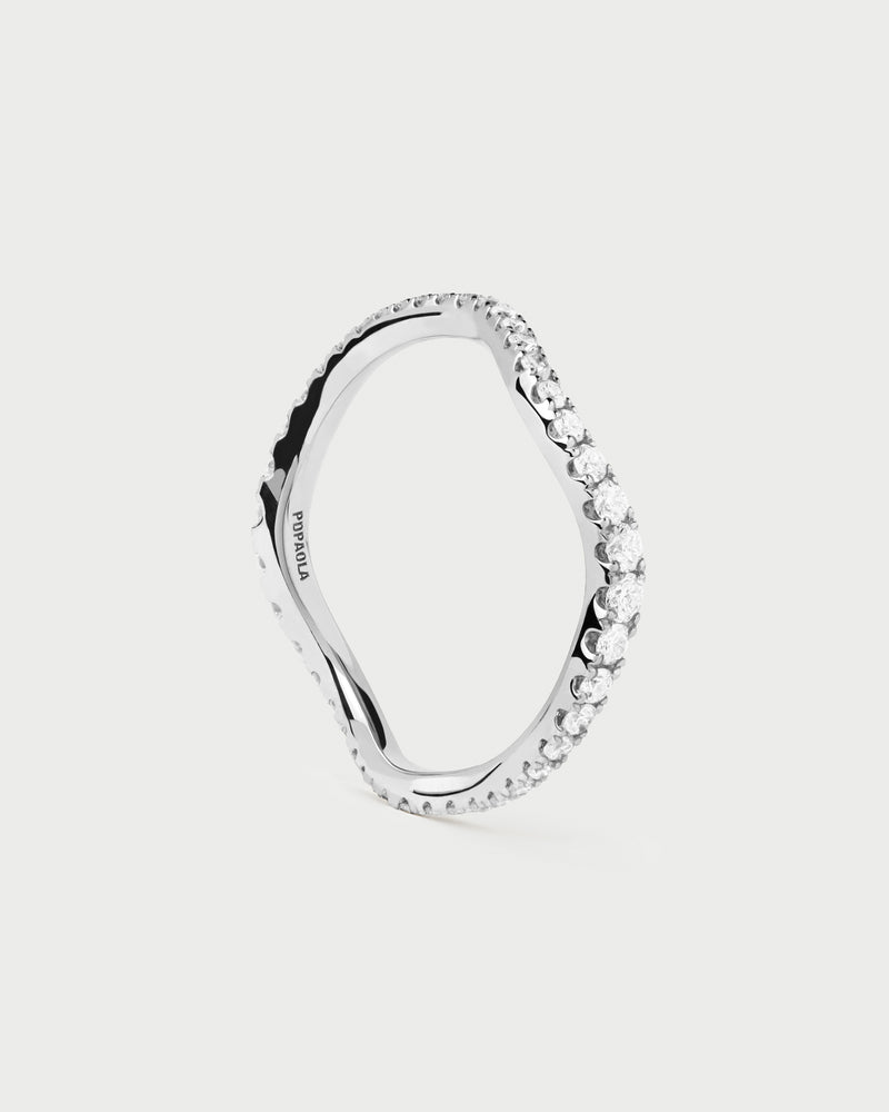 Bague en or blanc et diamants Flow - 
  
    Or blanc 18 carats / Placage Argent Rhodié
  
