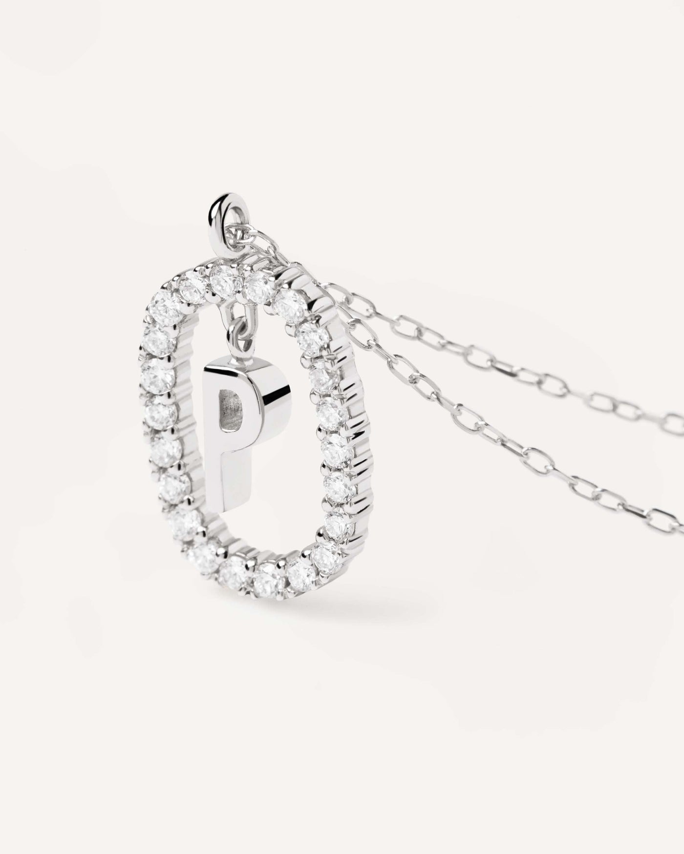 Diamonds and White Gold Letter P Necklace - 
  
    18K White gold / Rhodium silver plating
  
