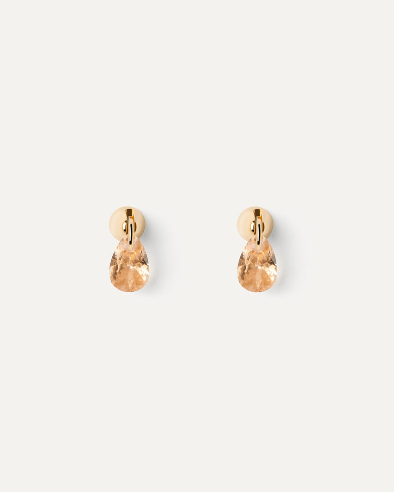 Orecchino a cerchio singolo Lily pesca - 
  
    Argento sterling / Placcatura in Oro 18K
  
