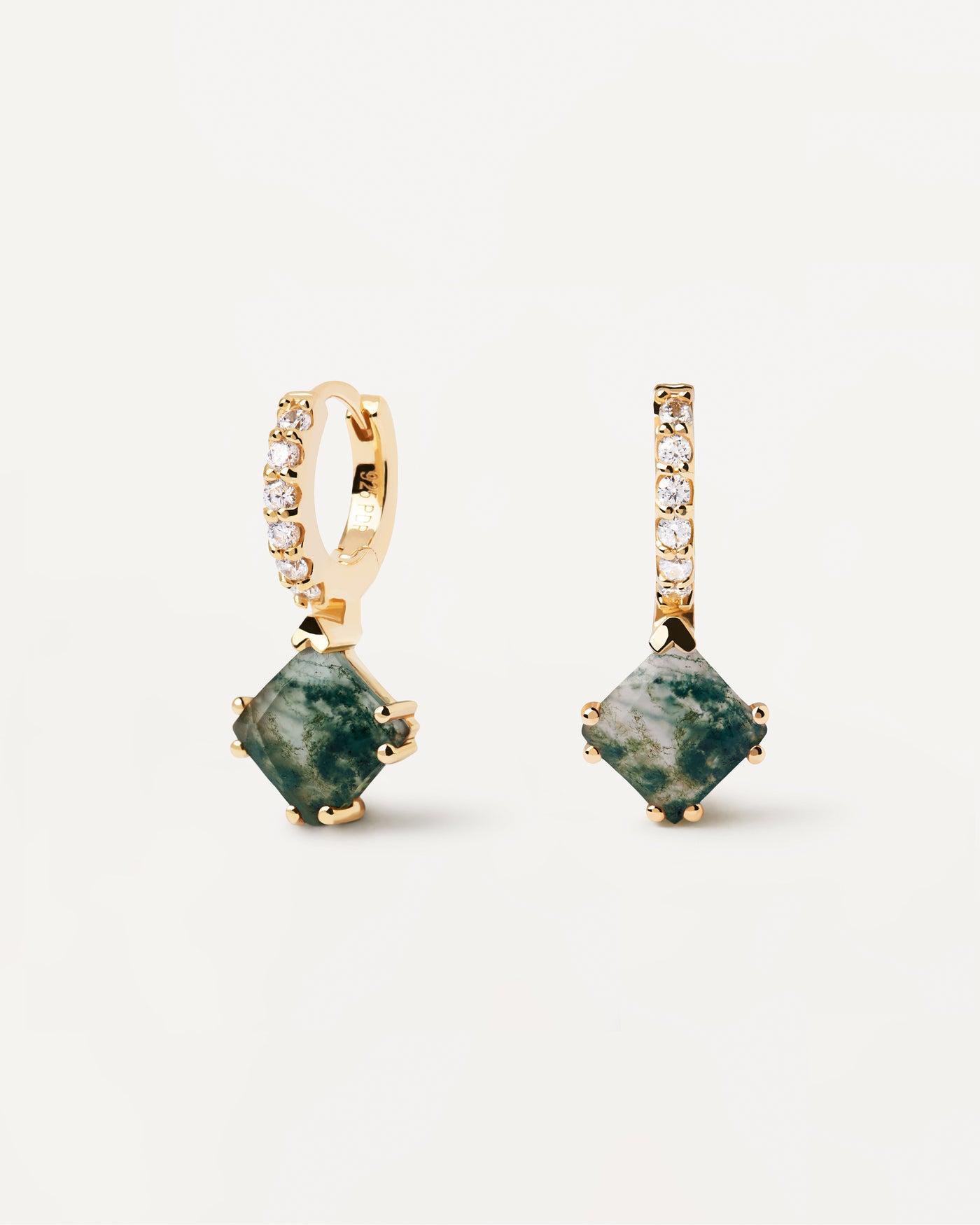 Fuji Moss Agate Single Earring - 
  
    Sterling Silver / 18K Gold plating
  
