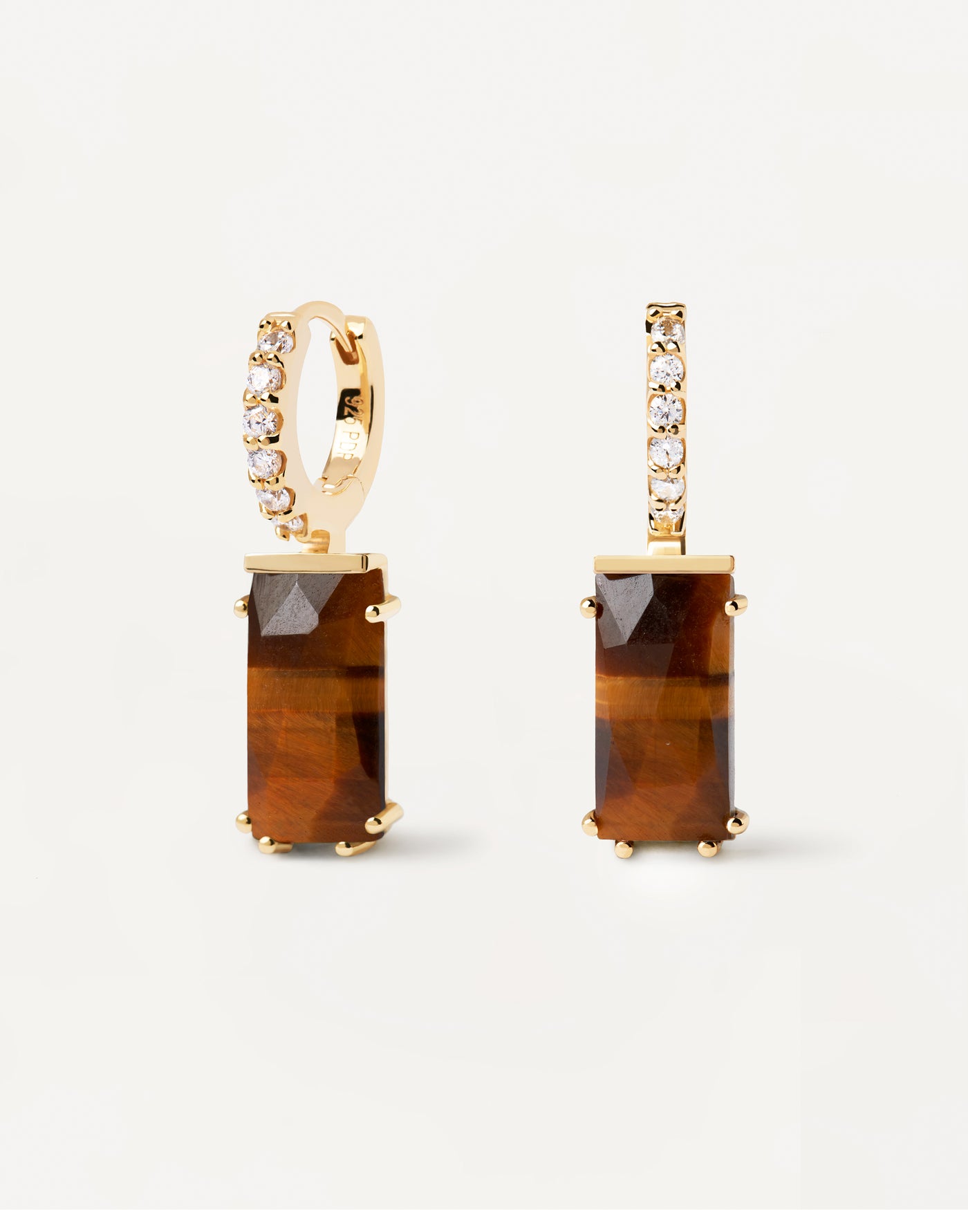Orecchino Singolo Kaori Occhio Di Tigre - 
  
    Argento sterling / Placcatura in Oro 18K
  

