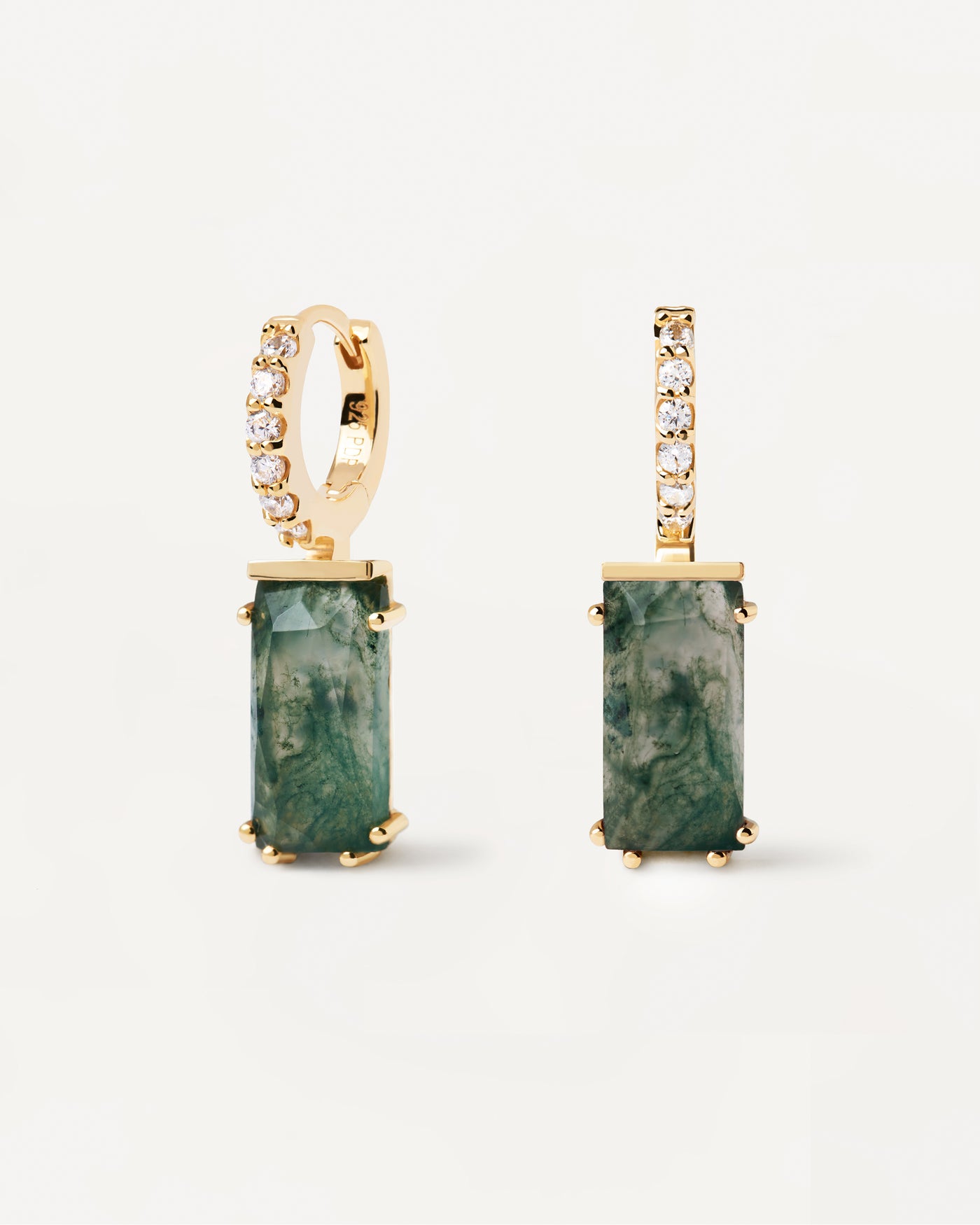 Kaori Moss Agate Single Earring - 
  
    Sterling Silver / 18K Gold plating
  
