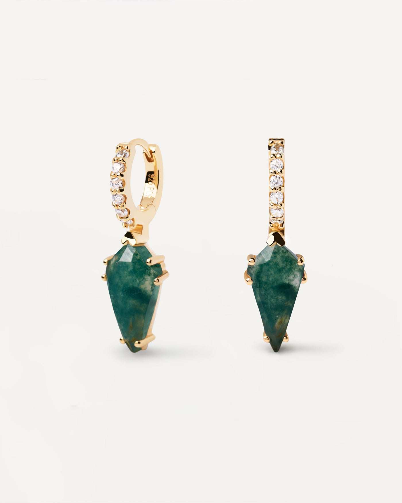 Naoki Moss Agate Single Earring - 
  
    Sterling Silver / 18K Gold plating
  
