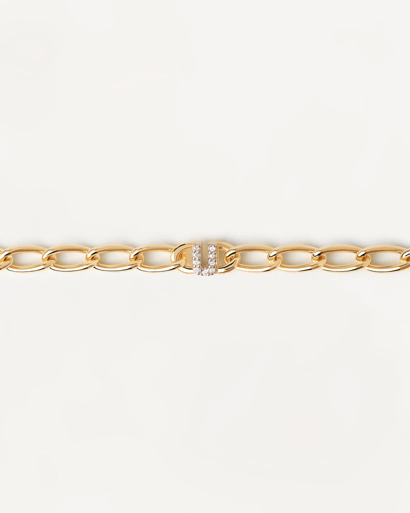 Letter U Chain Bracelet - 
  
    Sterling Silver / 18K Gold plating
  

