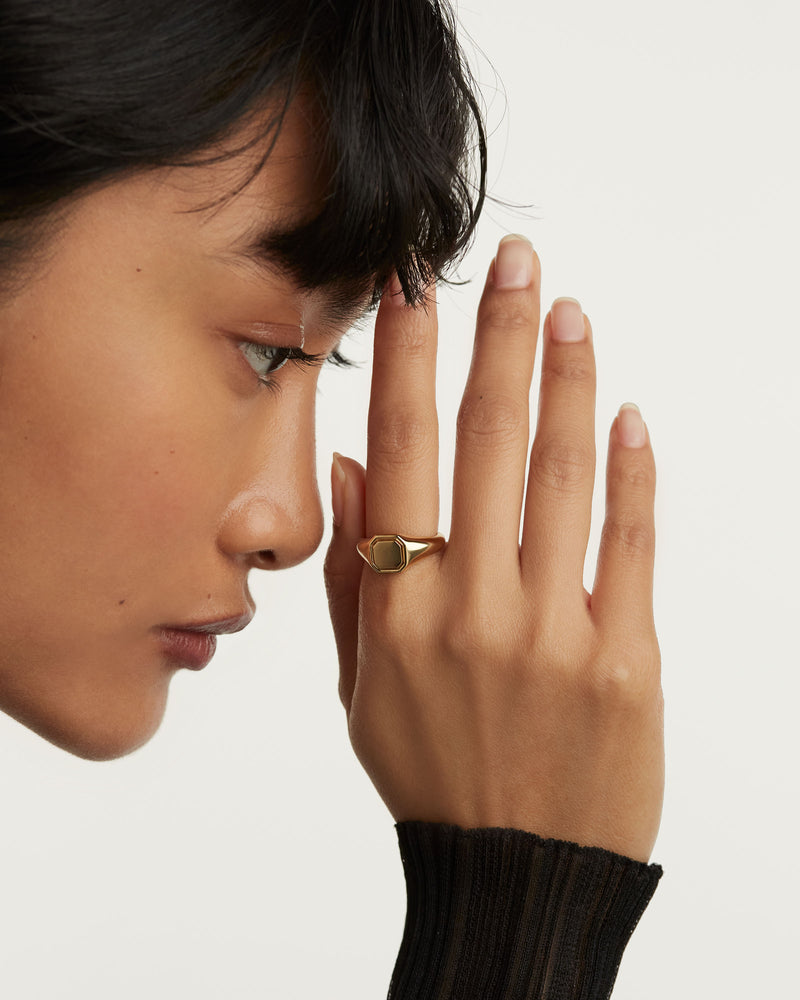 Octet Stamp Ring - 
  
    Sterling Silber / 18K Goldplattierung
  
