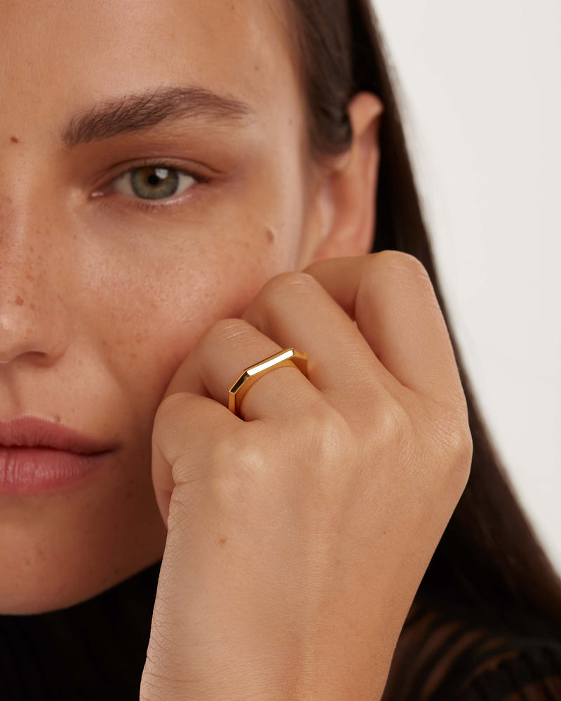 Signature Link Ring - 
  
    Messing / 18K Goldplattierung
  
