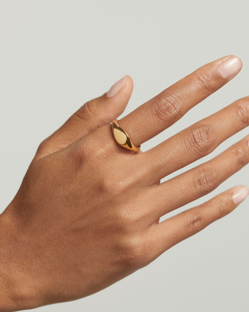 Anello Sigillo Devi - 
  
    Argento sterling / Placcatura in Oro 18K
  
