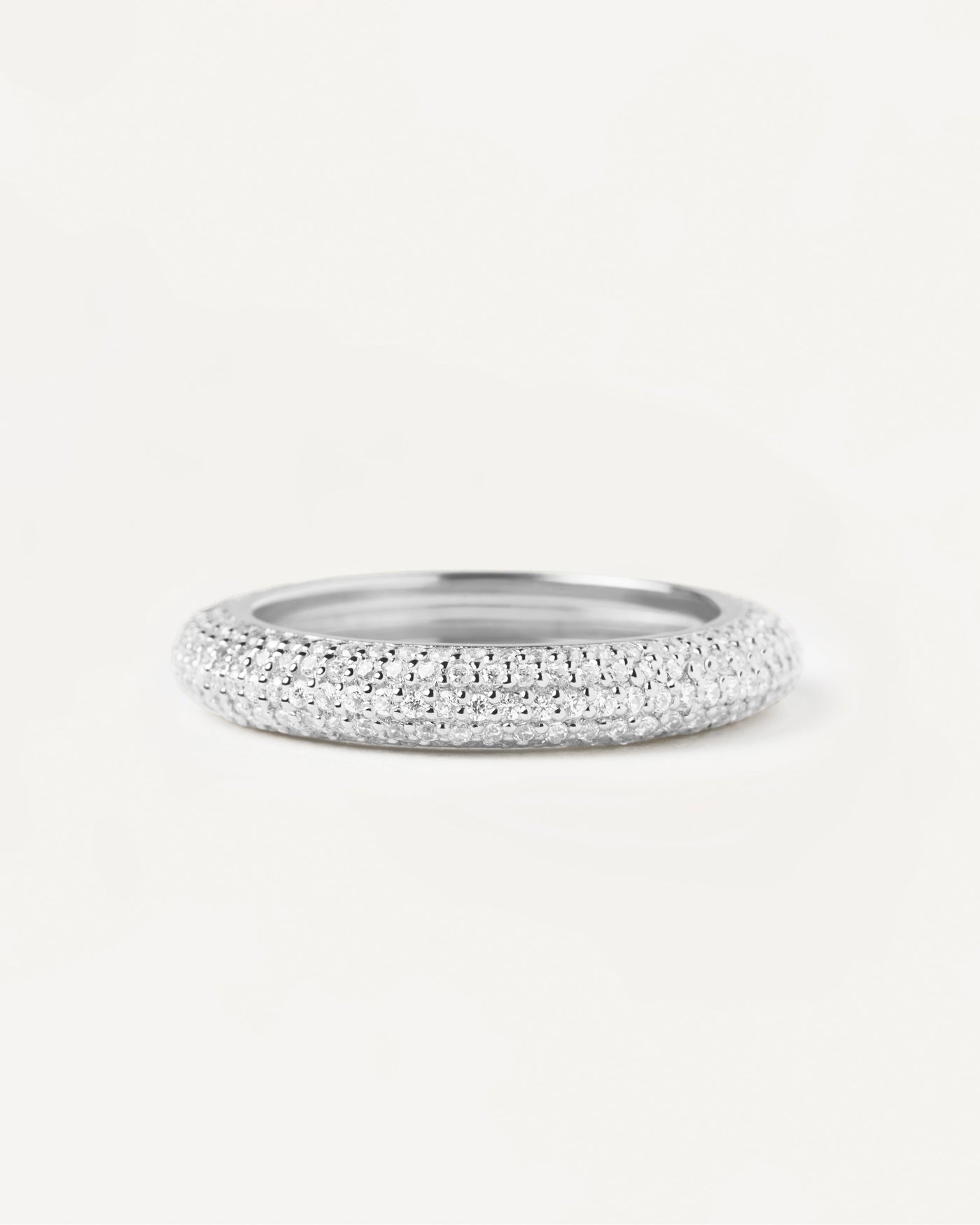 Silver eternity statement ring with white zirconia King Silberring PDPAOLA