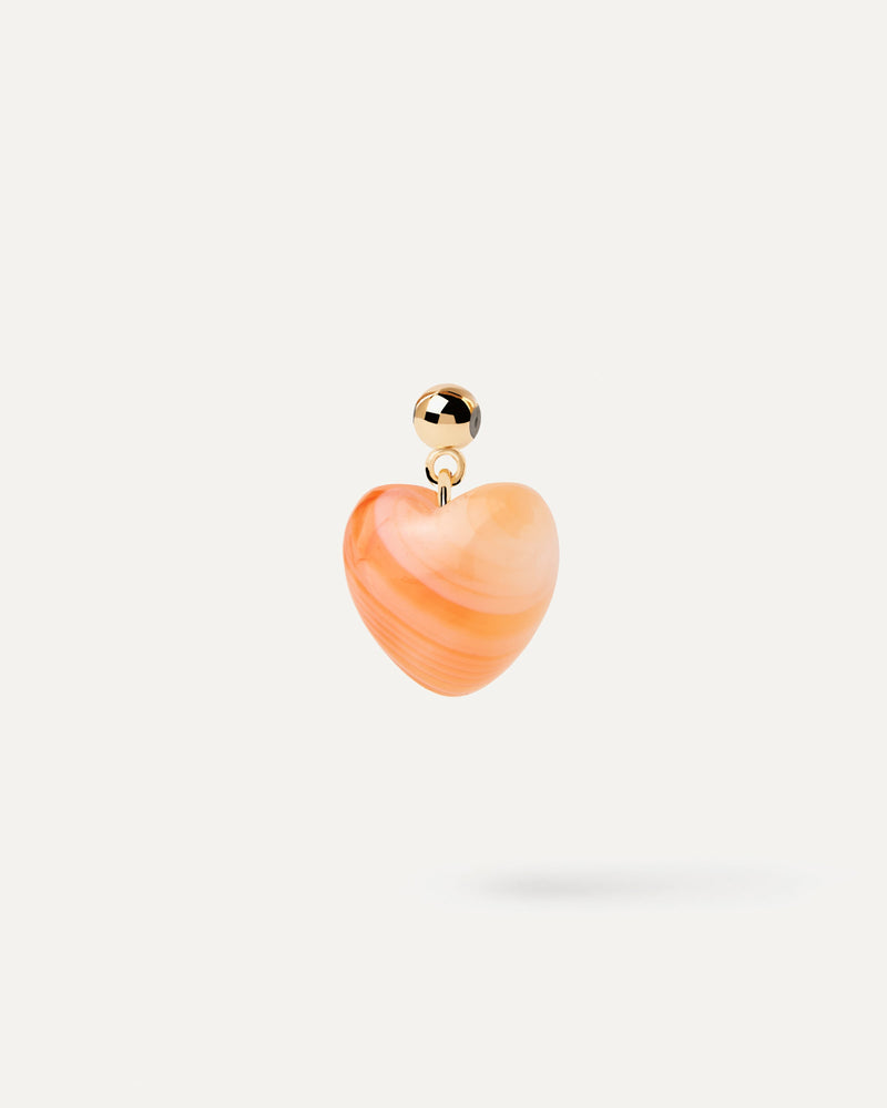 Charm corazón de piedra naranja para colgar en collar o pulsera