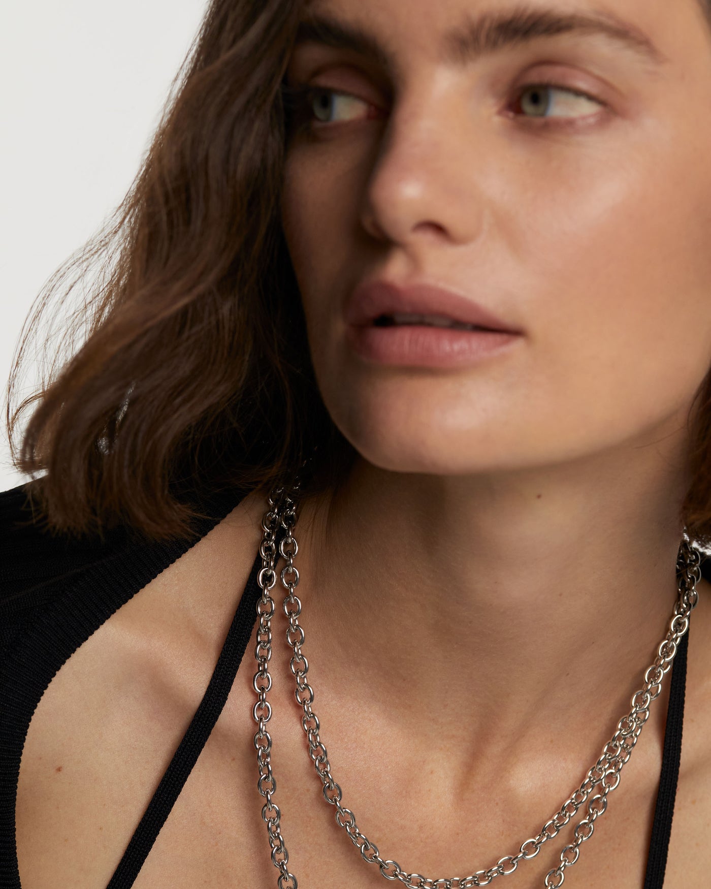 Double Beat Chain Necklace - 
  
    Brass / Rhodium silver plating
  
