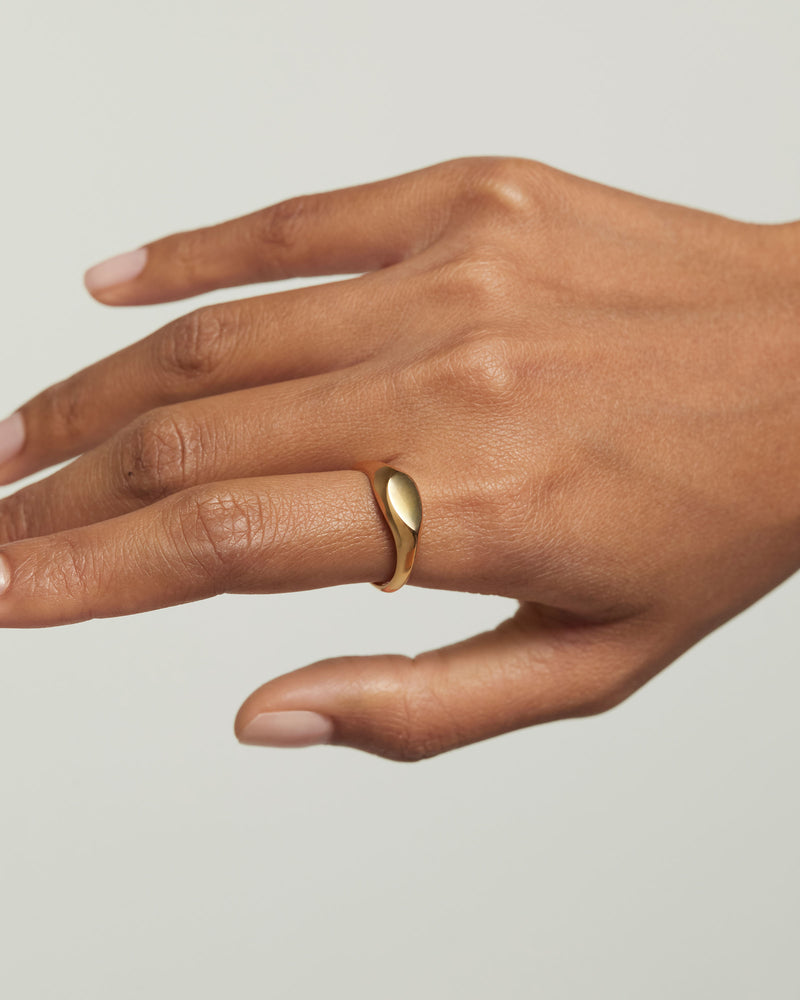 Anello Sigillo Devi - 
  
    Argento sterling / Placcatura in Oro 18K
  
