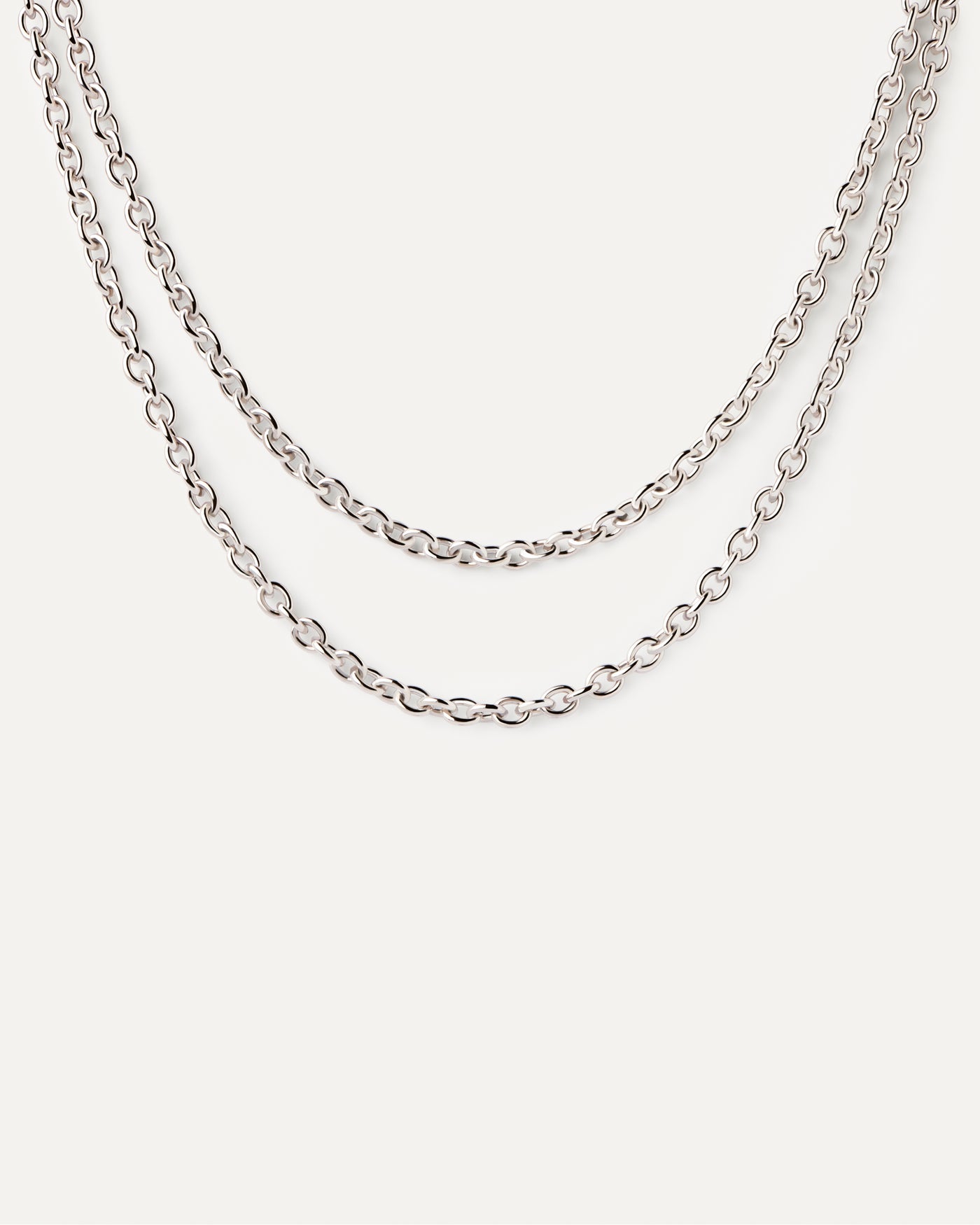 Double Beat Chain Necklace - 
  
    Brass / Rhodium silver plating
  
