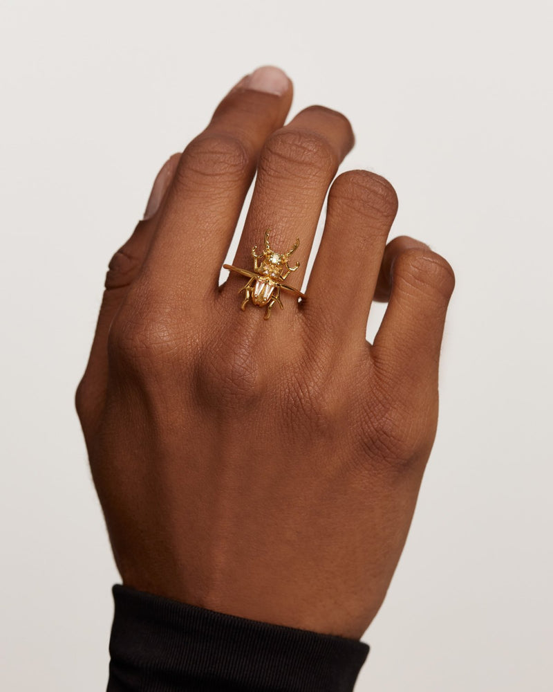 Courage Beetle Ring - 
  
    Sterling Silver / 18K Gold plating
  
