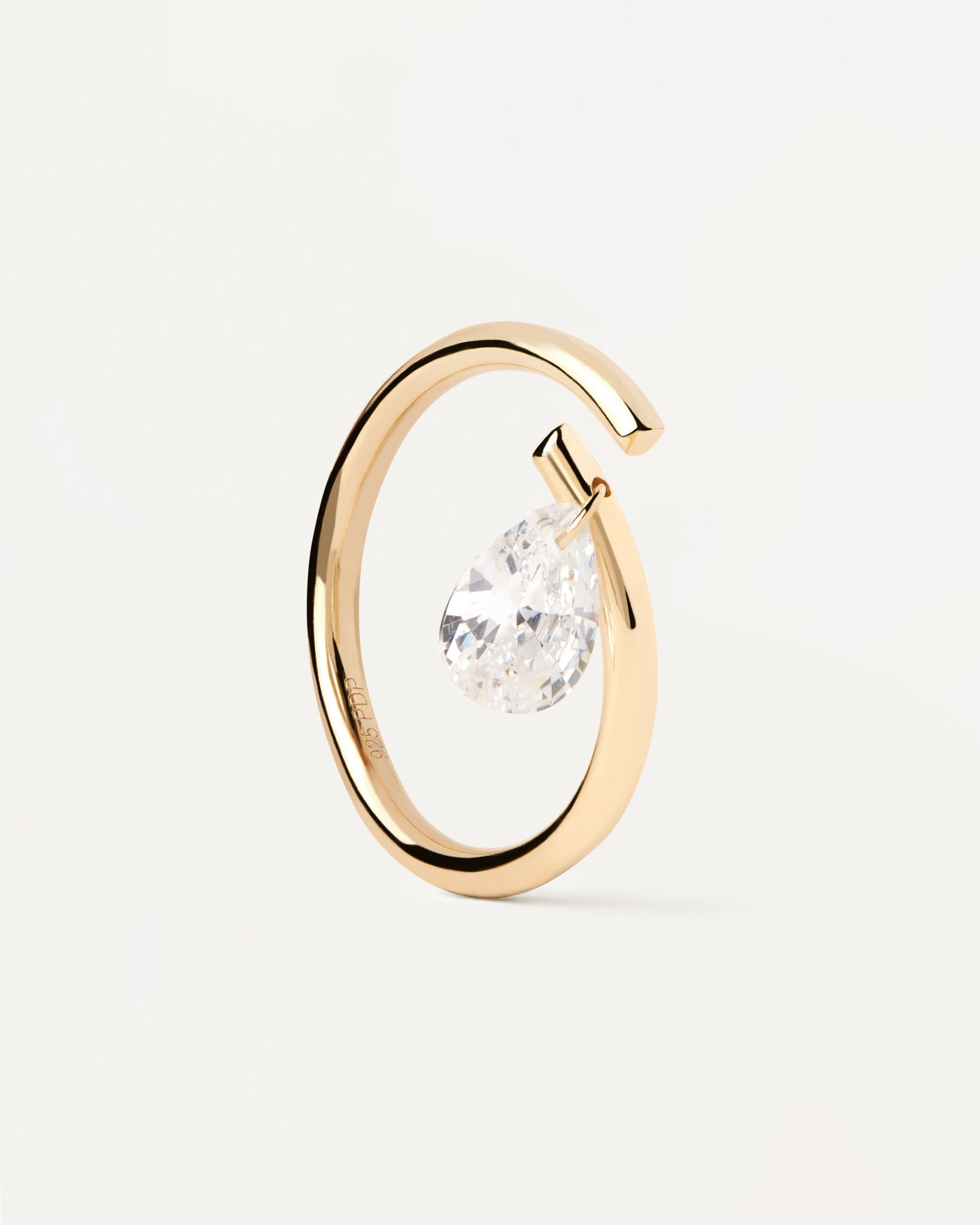 2023 Selection | Aqua Solitary Ring. Gold-plated open ring with white zirconia round pendant. Get the latest arrival from PDPAOLA. Place your order safely and get this Best Seller. Free Shipping.