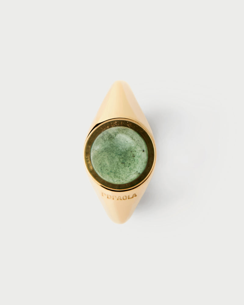 Green Aventurine Moon Ring - 
  
    Sterling Silver / 18K Gold plating
  
