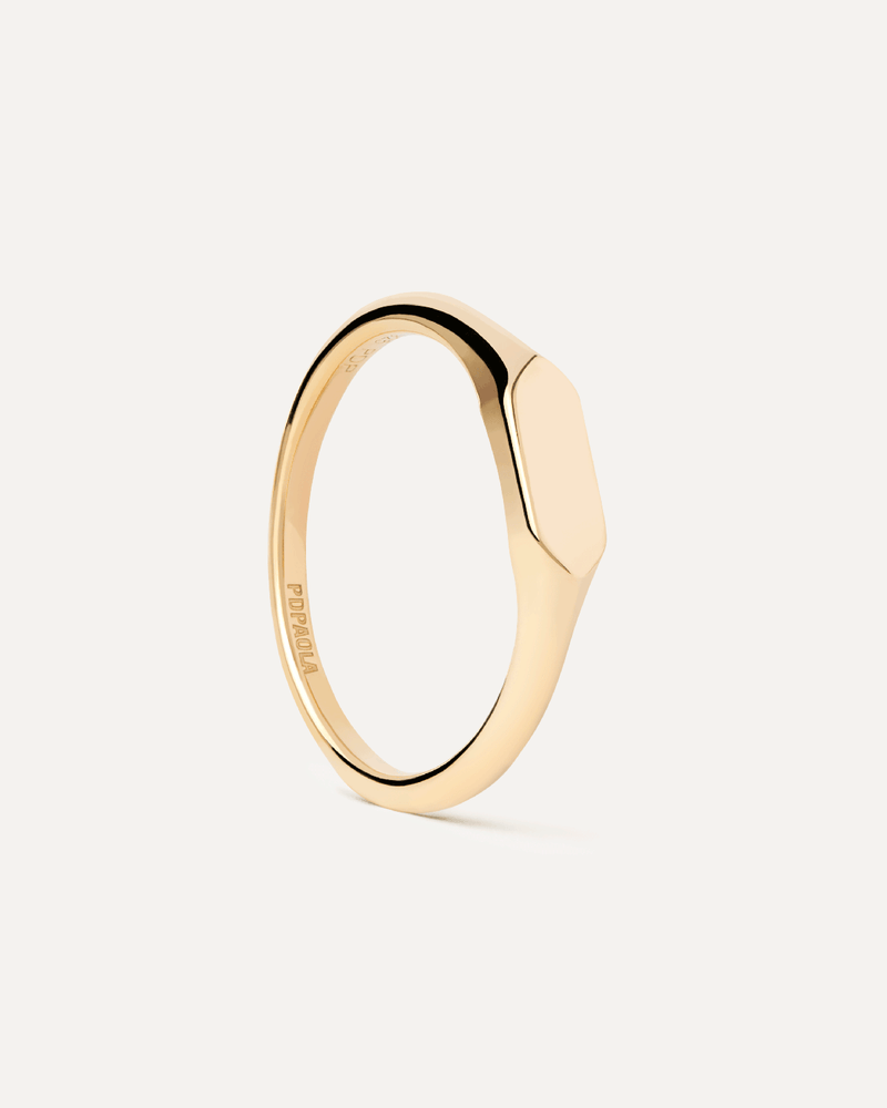 Hexagon mini stamp ring - 
  
    Sterling Silver / 18K Gold plating
  
