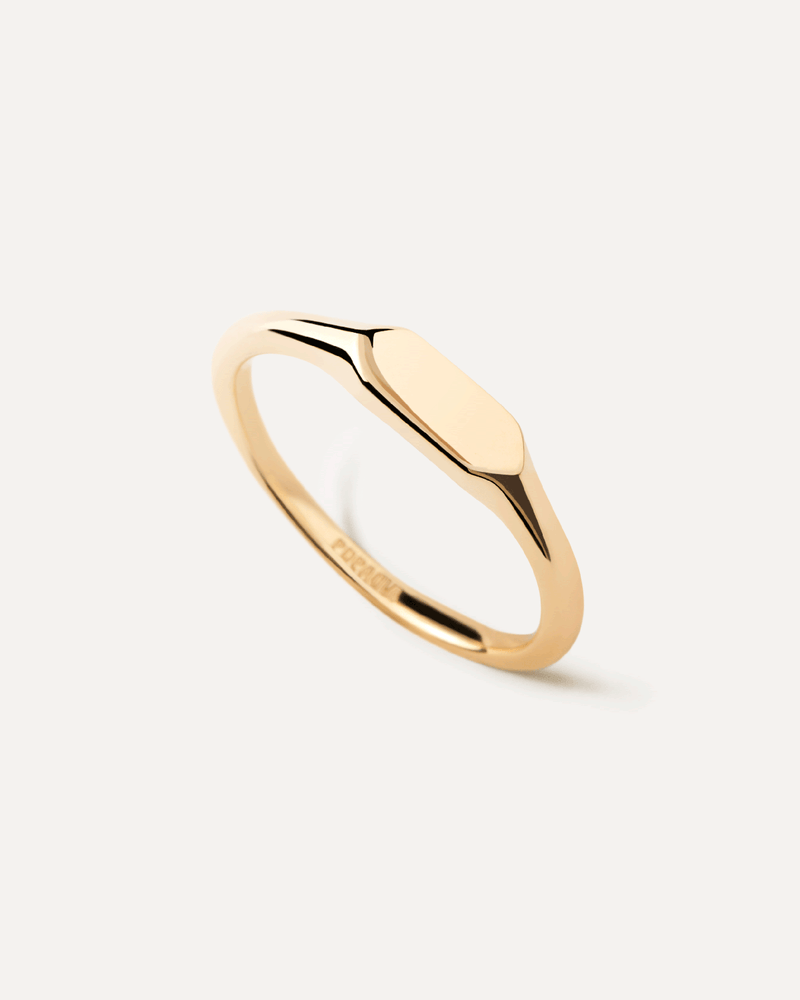 Anello sigillo Hexagon mini - 
  
    Argento sterling / Placcatura in Oro 18K
  
