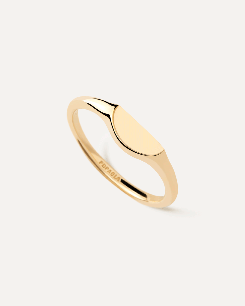 Mini anello sigillo placcato oro a forma di mezzo cerchio