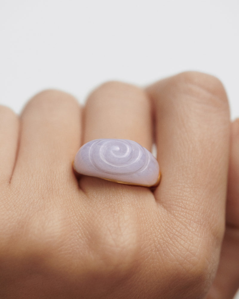 Blue lace agate Shell ring - 
  
    Sterling Silver / 18K Gold plating
  
