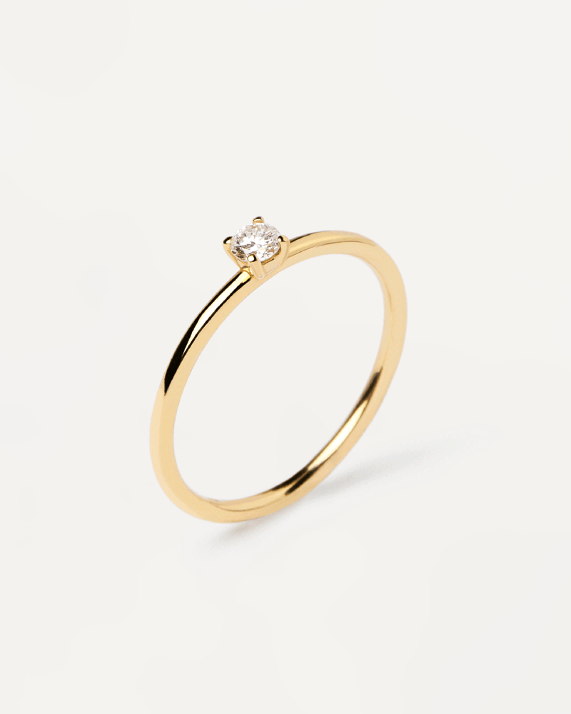 GoldRing mit Diamanten Solitaire Mini - 
  
    18 kt Gold
  
