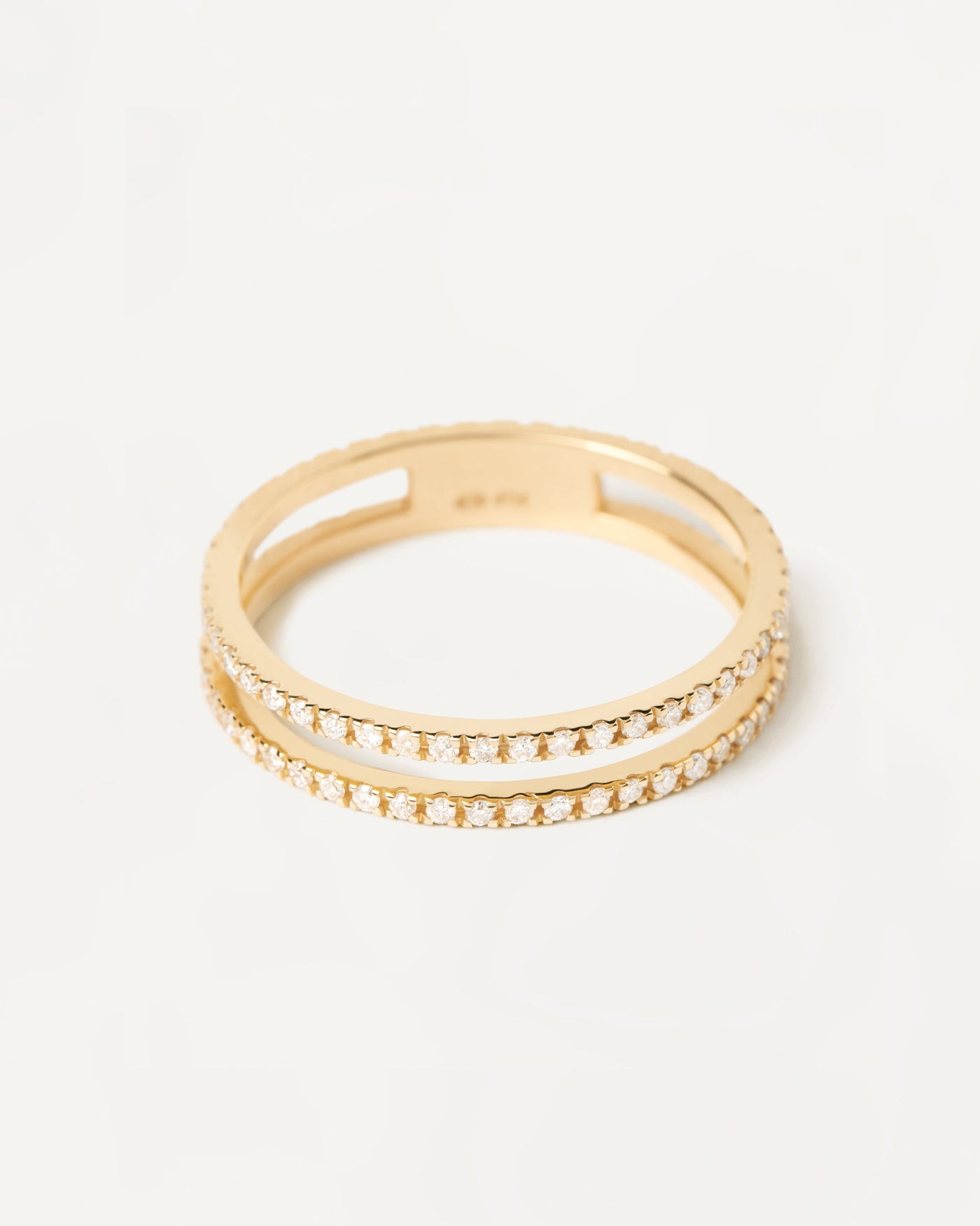 Anillo Eternity de Diamantes Y oro Dual. Anillo de eternidad de oro amarillo de 18k con dos bandas de diamantes cultivados en laboratorio de 0.47 quilates. Consigue las últimas novedades de PDPAOLA. Haz tu pedido de forma segura y obtén este Best Seller.