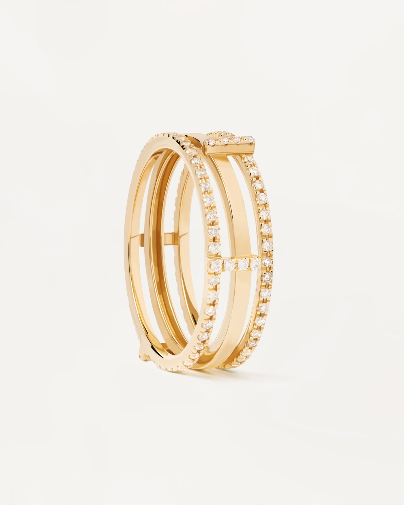 Diamonds and gold Track Ring - 
  
    18K Gold
  
