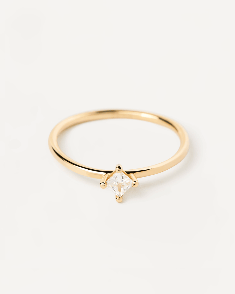 Anello in Oro Con Diamante principessa Solitaire - 
  
    Oro 18K
  
