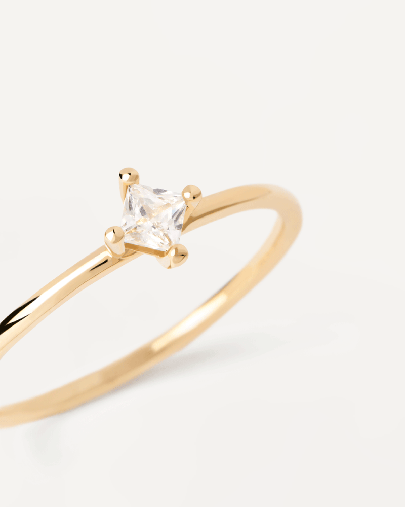 Anello in Oro Con Diamante Quadrato Solitaire - 
  
    Oro 18K
  
